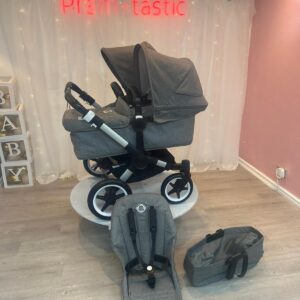 Bugaboo donkey 3 duo silver frame full grey melange fabrics