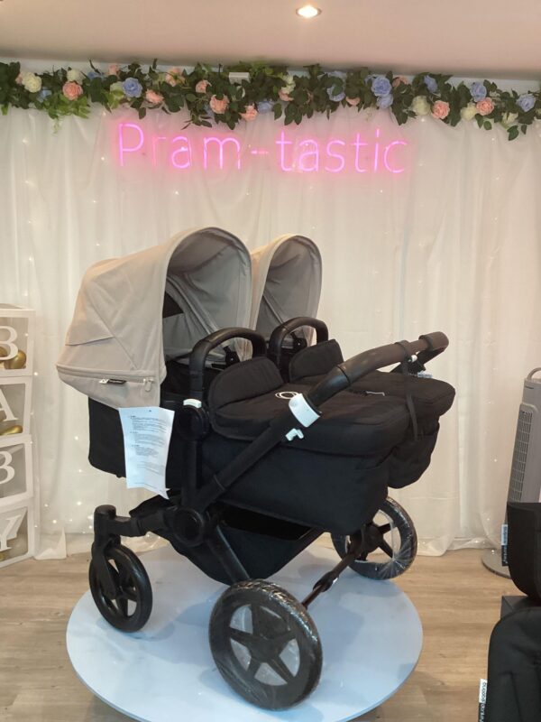 Bugaboo Donkey 3 - Twin - Black Frame Black Fabric - Upgraded donkey 5 Desert Taupe hoods - Image 9